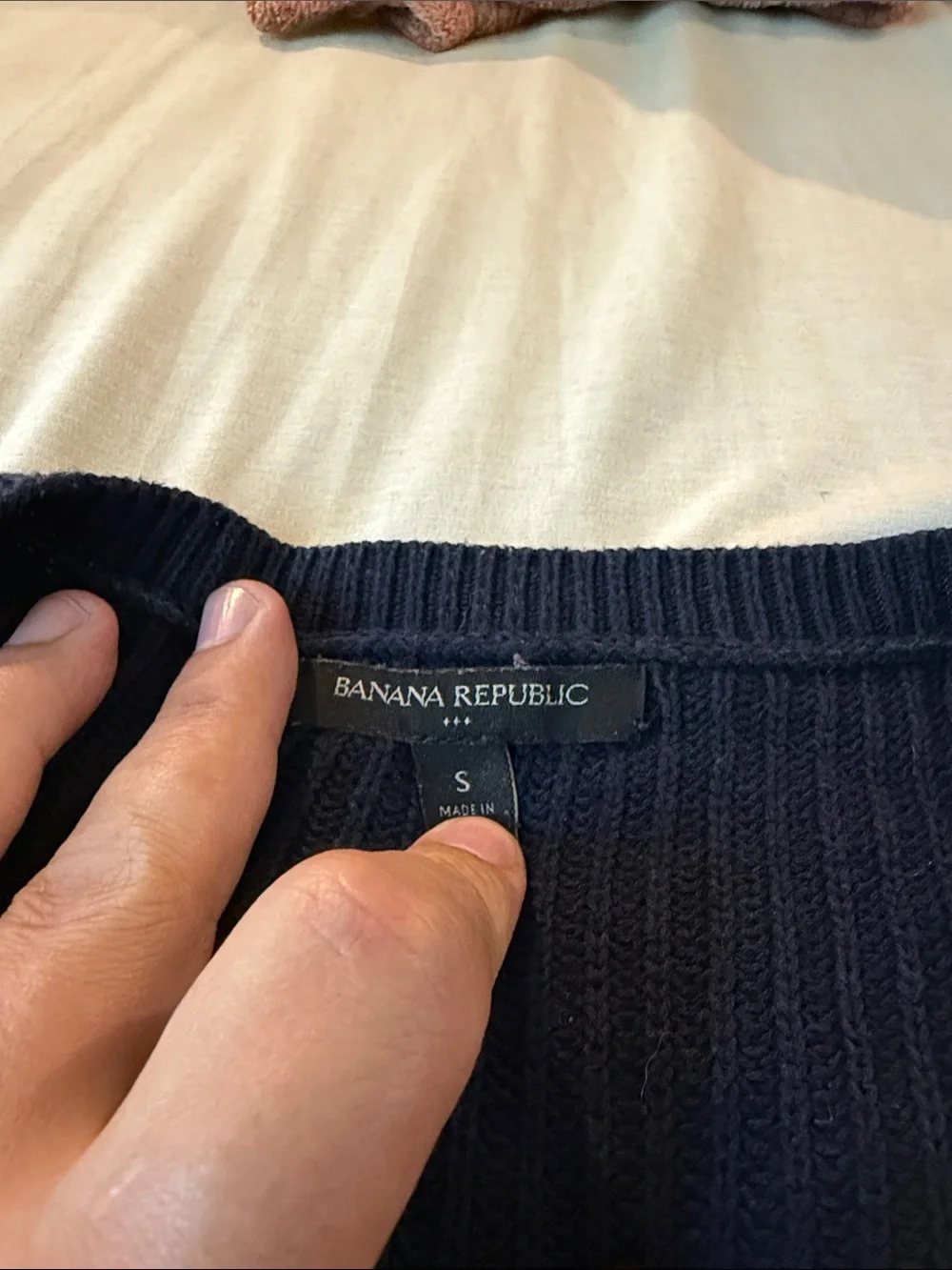 Banana Republic Navy Ribbed Knit Crewneck Sweater